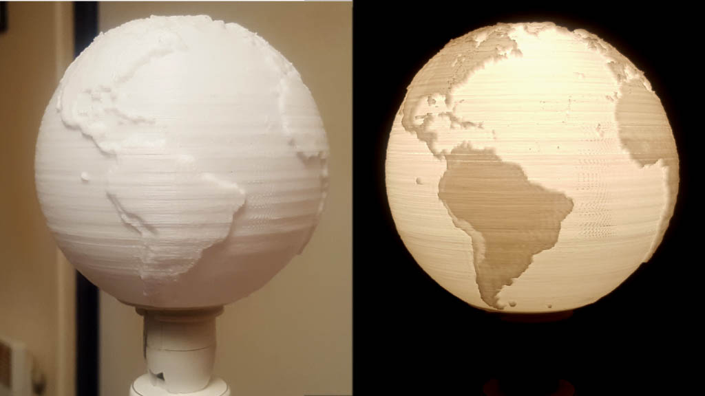 Spherical lithophane lampshade