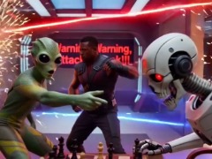 Bon j'ai bien chié le clip à cause des générateurs chinois merdeux, mais c'était pour vous montrer les trois héros des prochaines aventures: Vénusia la reptilienne, Alexandre le Terrien, et Spooky le robot doué de conscience .. by Gobbo