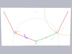 La chaînette se met en équilibre quand le point J est au plus bas .. Ici GeoGebra s'est trompé de quelques millièmes car il utilise dans ses calculs le cosh de Leibniz-Newton qui est faux, le cosh de Bernoulli et Cie n'est qu'une approximation de la courbe chaînette réelle physique .. by Gobbo